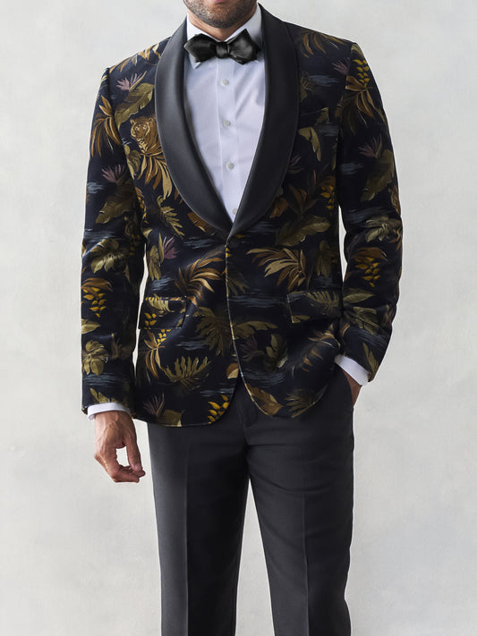 Tropical Print Velvet Jacket