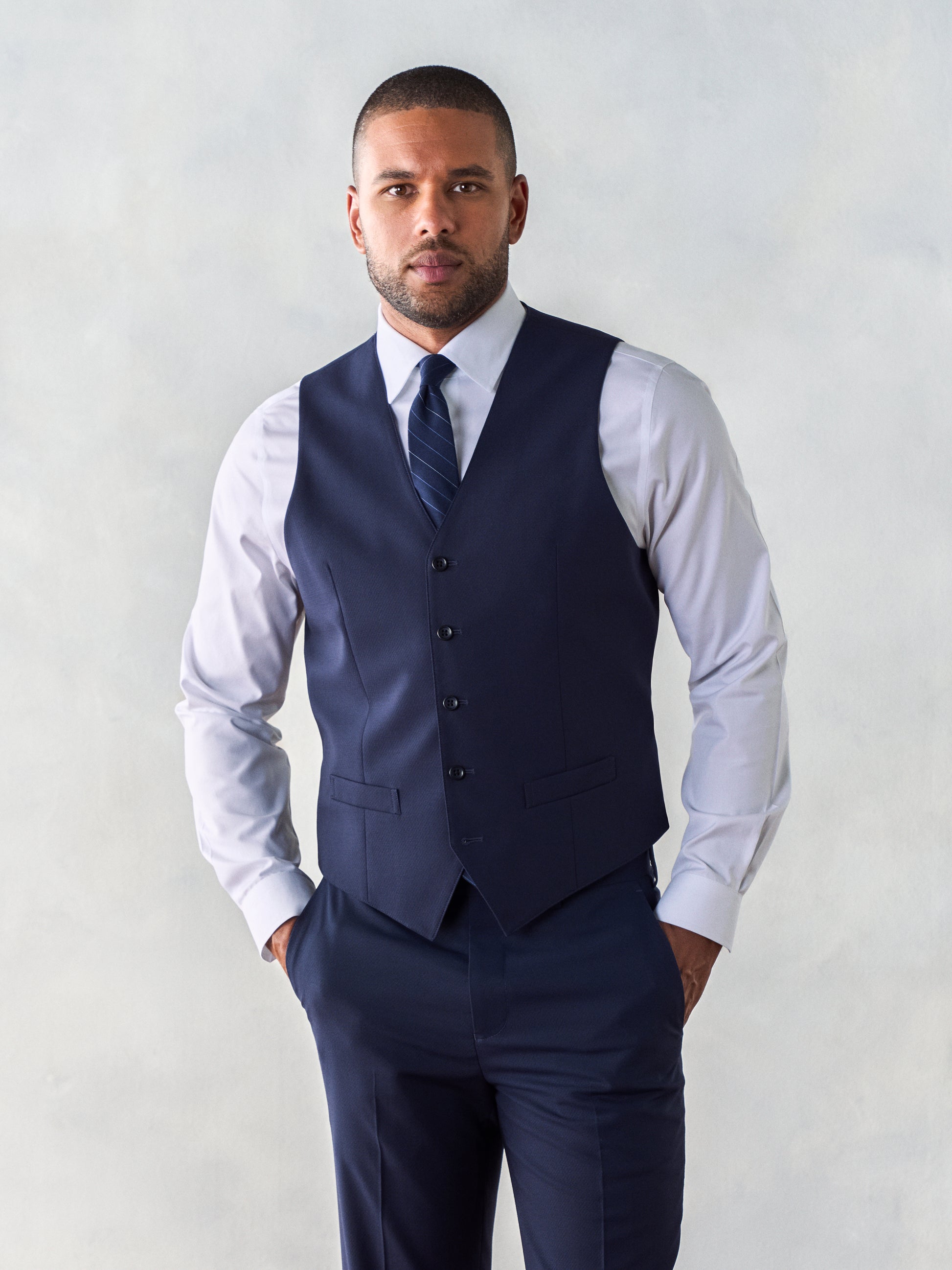 Stretch Wool True Navy Suit Vest – The Black Tux - Buy New