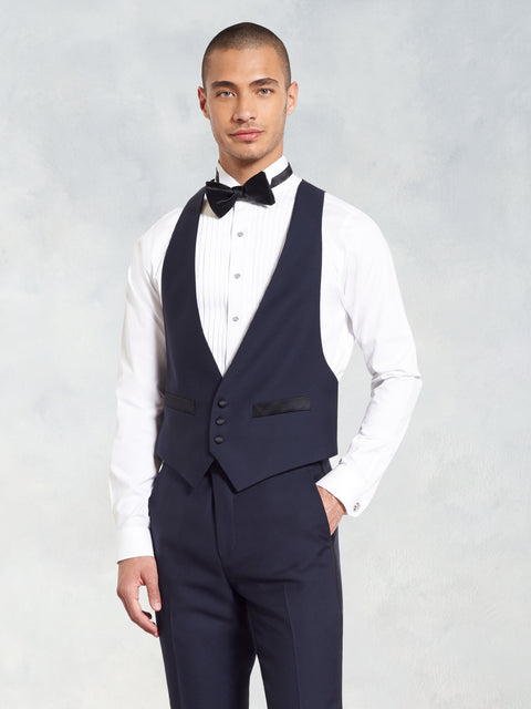 Midnight Blue Low Cut Tuxedo Vest