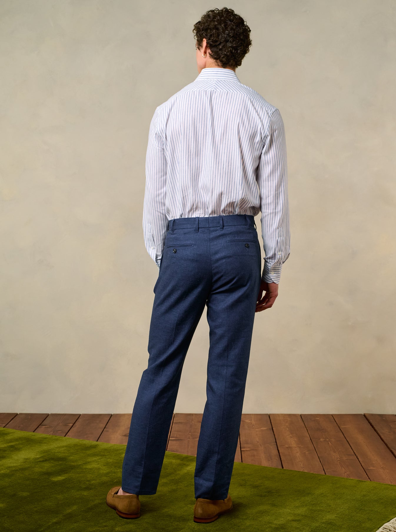 Ink Blue Pleated Linen Pants