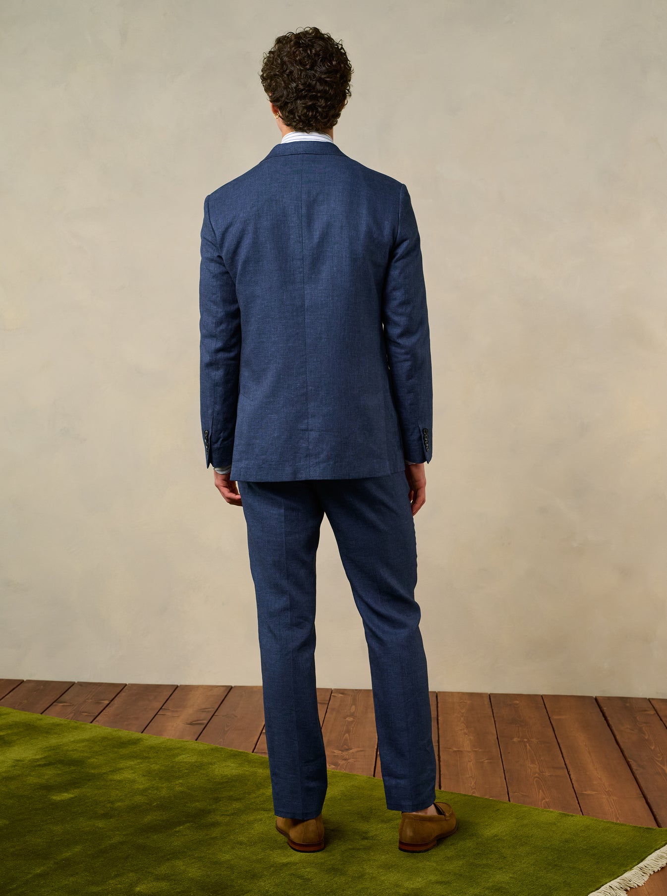 Ink Blue Double Breasted Linen Jacket