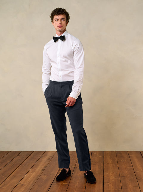 Shadow Black Linen Tuxedo Pants - Classic