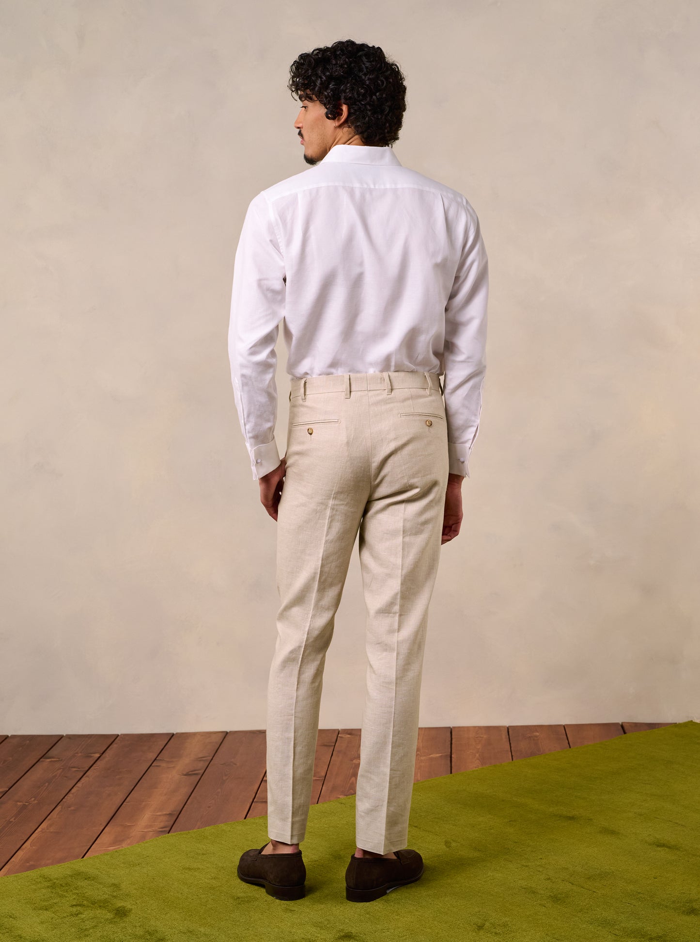 Mojave Tan Linen Pleated Pants