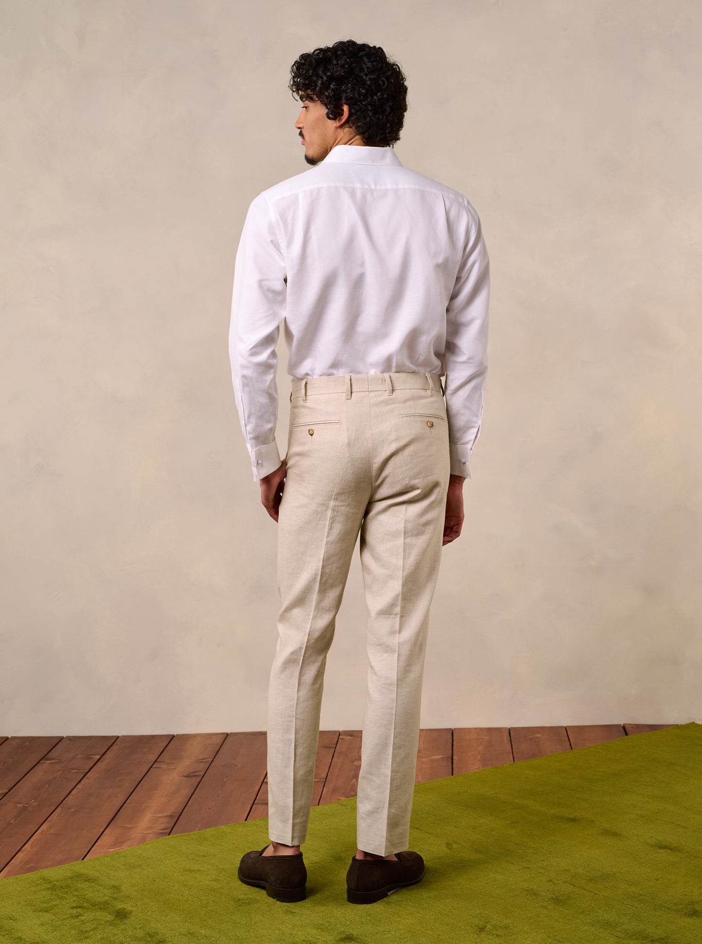 Mojave Tan Linen Pleated Pants - The Black Tux - Buy New