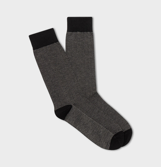 Black Herringbone Sock