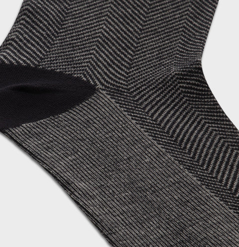 Black Herringbone Dress Sock