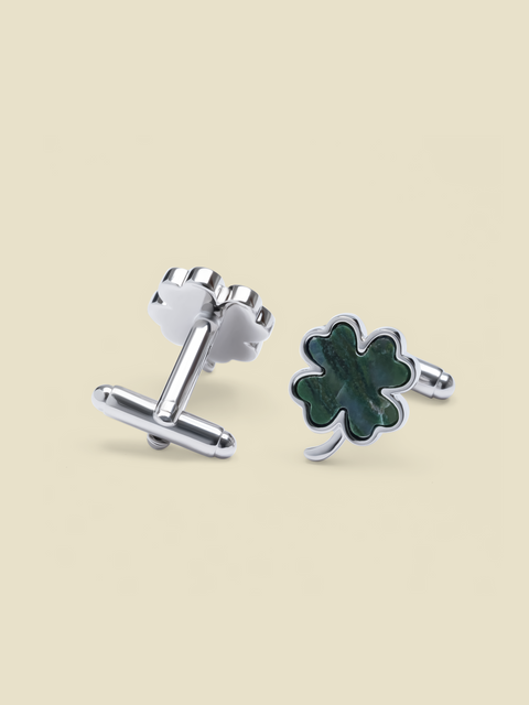 Green Jade Clover Cufflinks