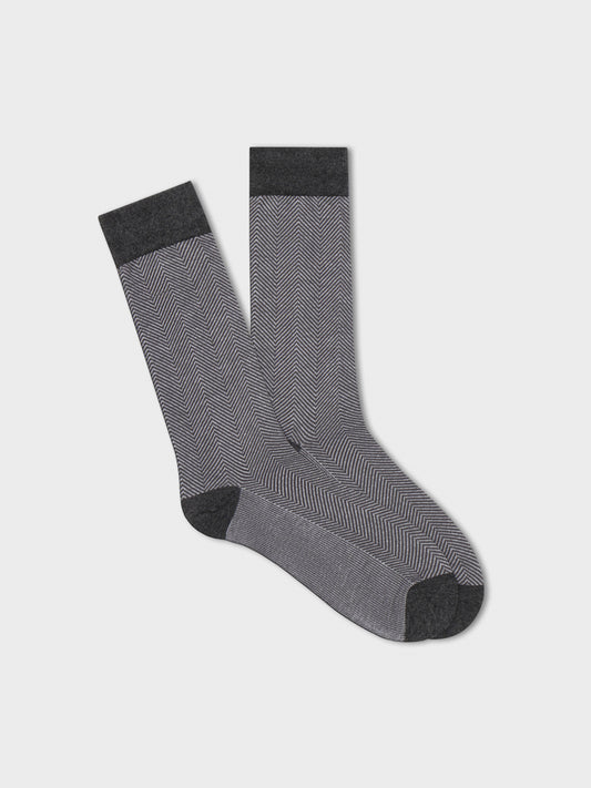 Light Grey Herringbone Dress Sock - The Black Tux - Buy New