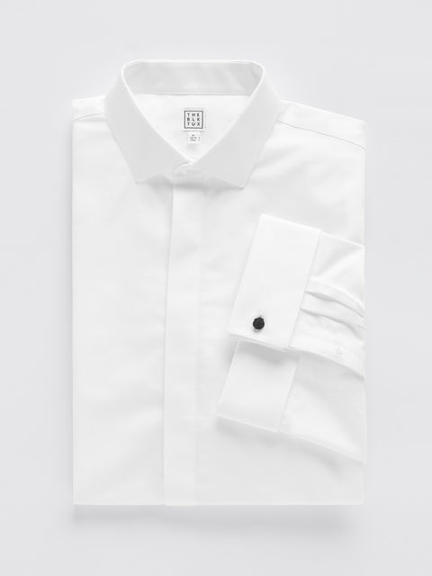 Cotton Fly-Front Dress Shirt