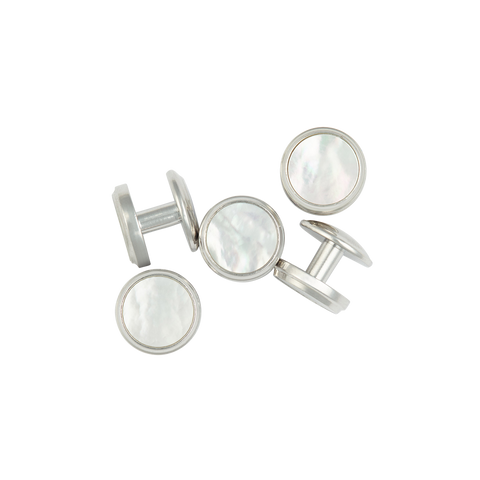 Silver Pearl Button Studs