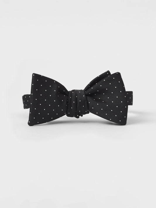 Black Pindot Silk Bow Tie - The Black Tux - Buy New