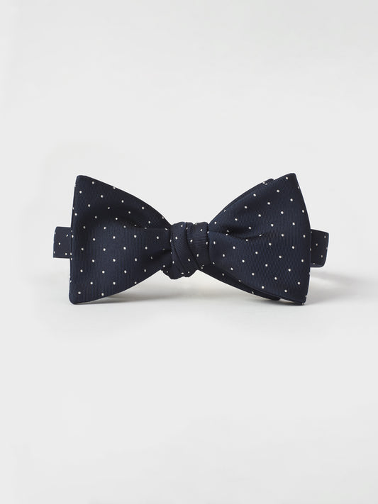 Navy Pindot Silk Bow Tie - The Black Tux - Buy New