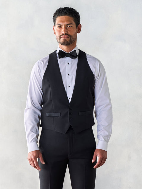 Black Low Cut Tuxedo Vest