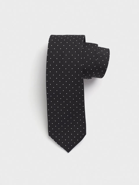 Black Pindot Silk Necktie