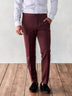 Burgundy Twill Tuxedo Pants - Slim