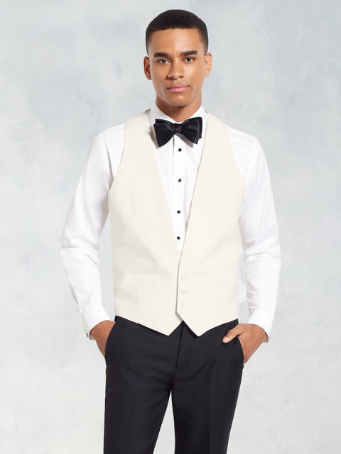 Ivory Low Cut Tuxedo Vest