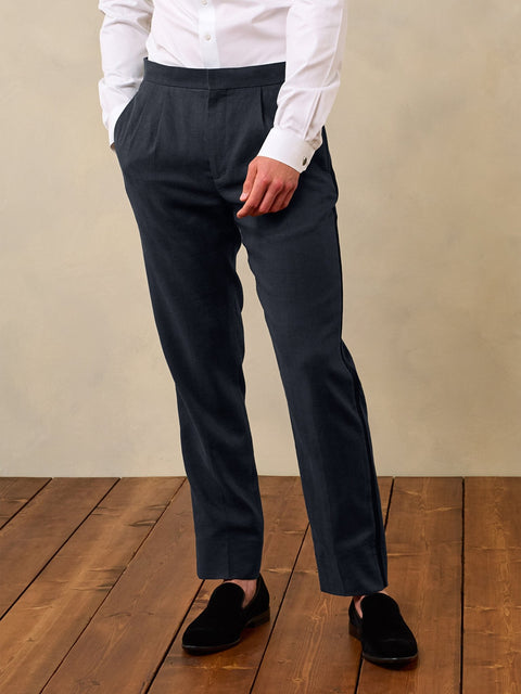 Shadow Black Linen Tuxedo Pants