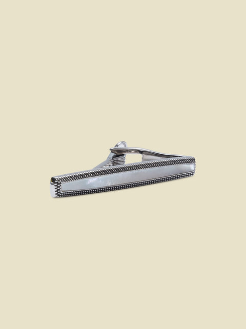 Silver Milgrain Mother of Pearl Tie Bar