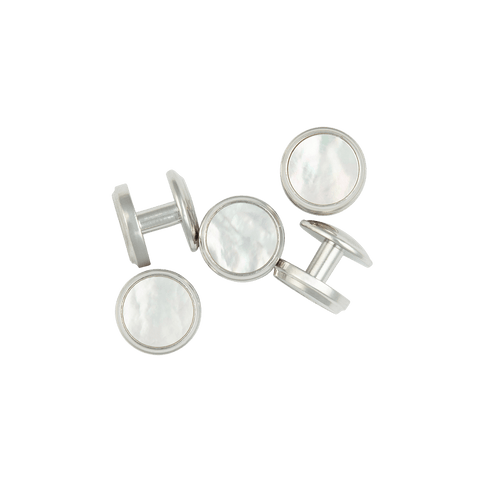 Silver Pearl Button Studs