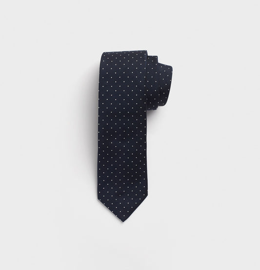 Navy Pindot Silk Necktie